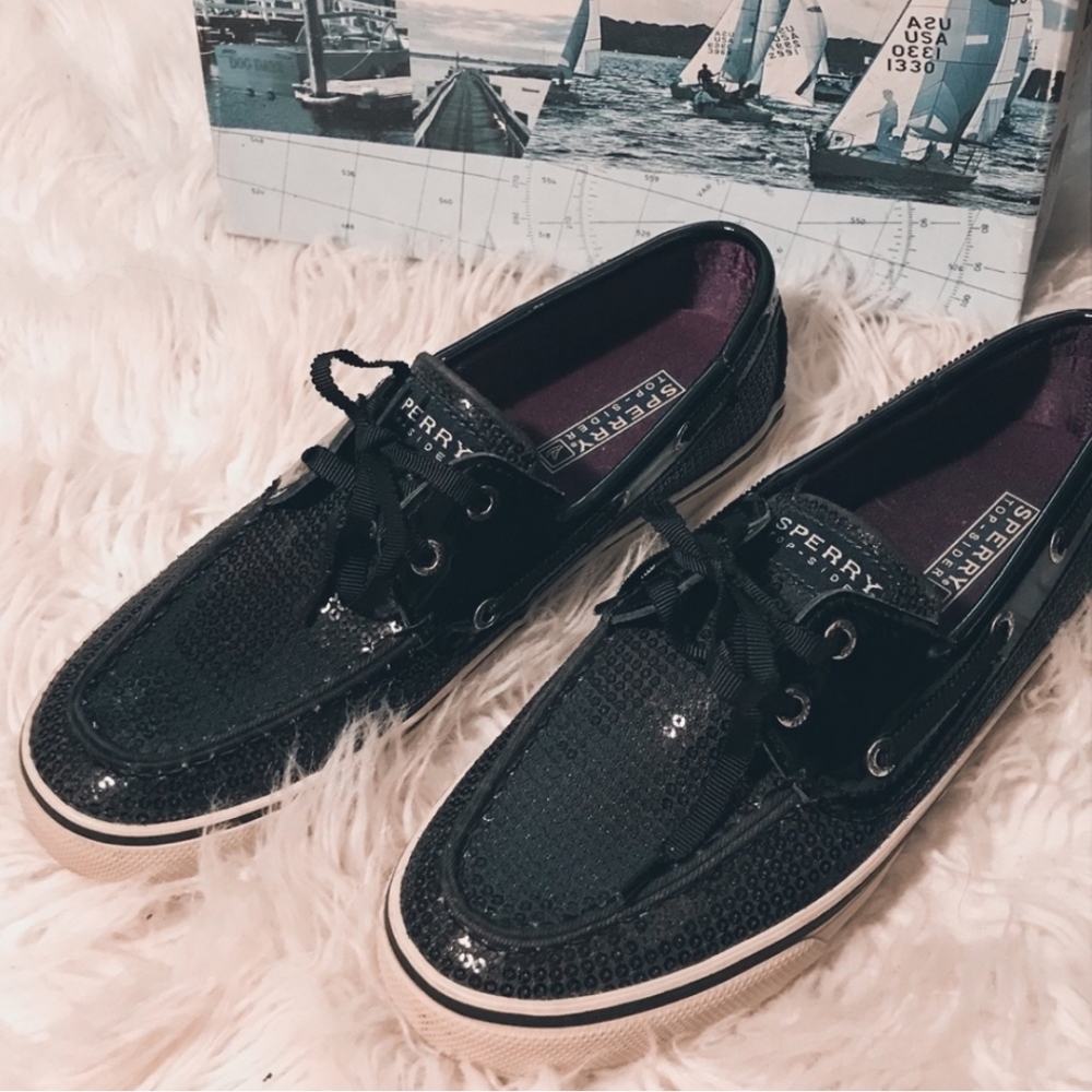 SPERRY Black Sequins 6.5